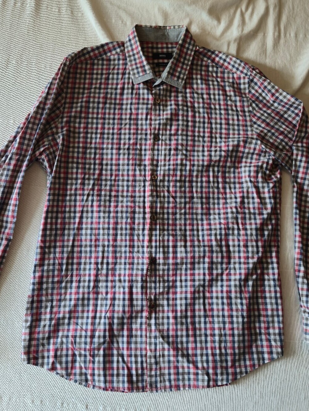 Hugo Boss Men's Regular Fit XL Button-Up Checkered Shirt